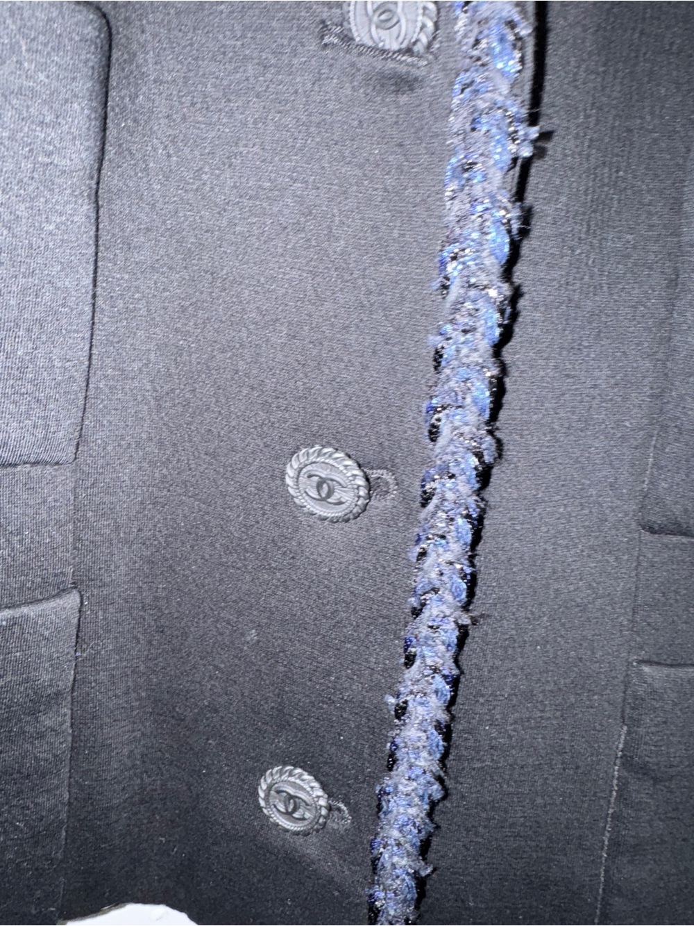 Chanel Uniform Black Cropped Jacket – Tweed Trim – Size 38 (Fits Small) - Picture 5 of 12